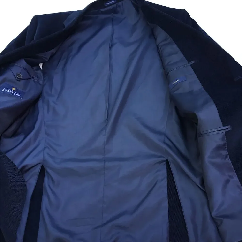 Stafford Men's Navy Corduroy Blazer Size 44‎ Classic Formal Jacket